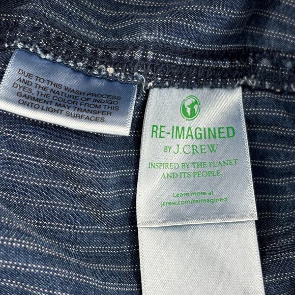 J Crew Seaside Shorts Size XL Indigo Blue Stripe High Rise Pull On Drawstring - Picture 9 of 11